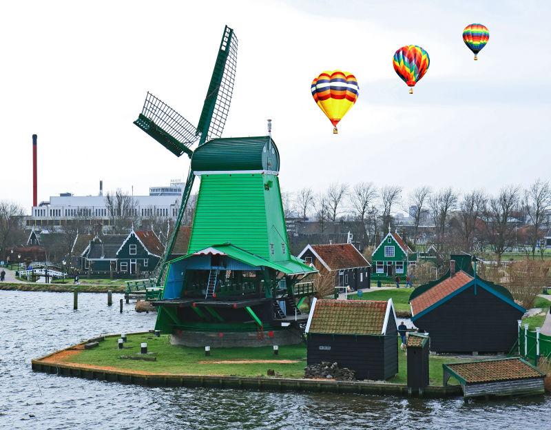 荷兰的乡村风车