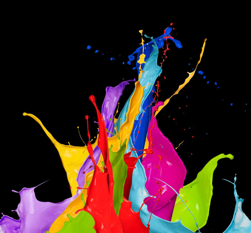多种颜色的彩色油漆溅射效果图