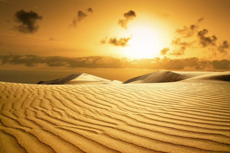 夕阳下的金色沙漠