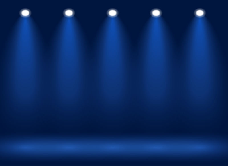 蓝色聚光灯下的舞台矢量背景