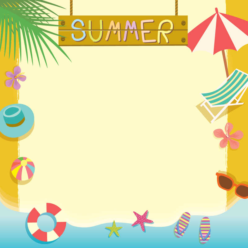 暑假海滩矢量设计模板插图