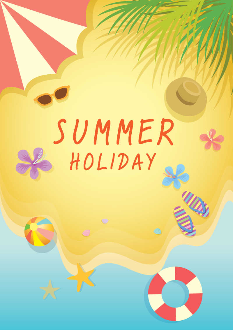 创意矢量夏季假期主题海报设计插图