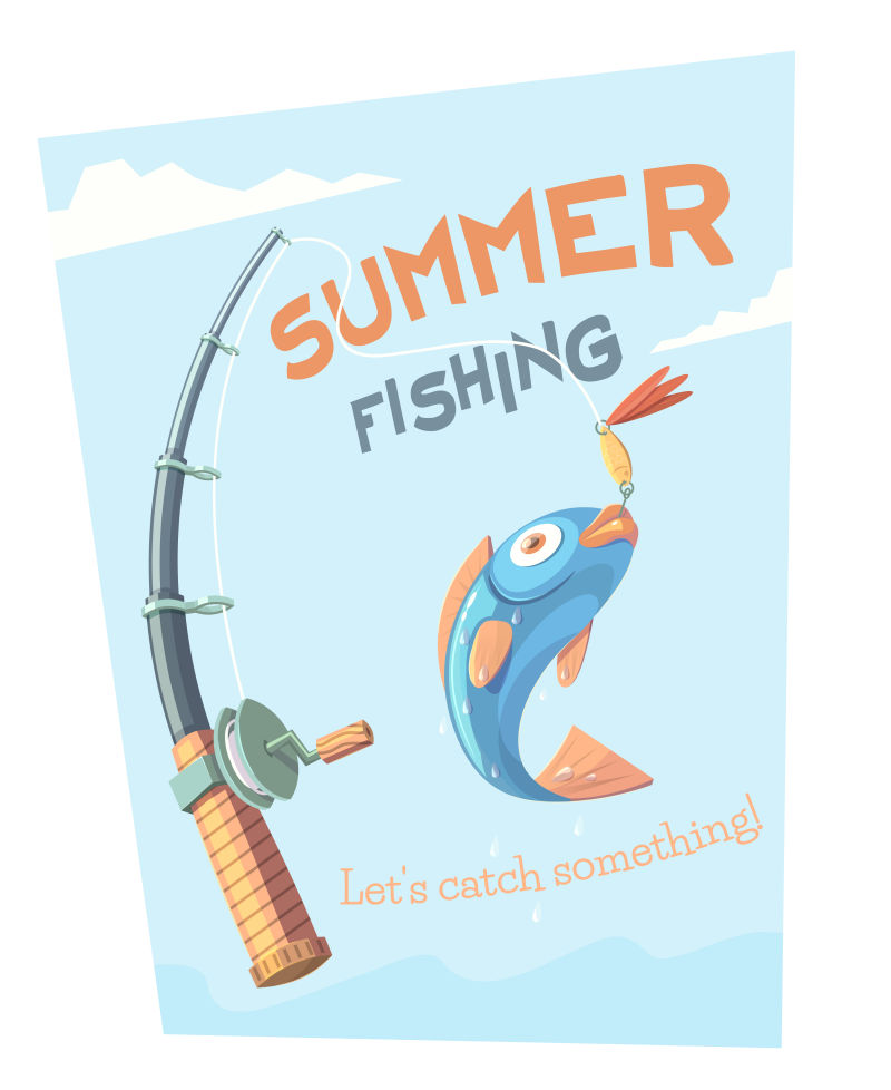 矢量的夏季钓鱼海报设计