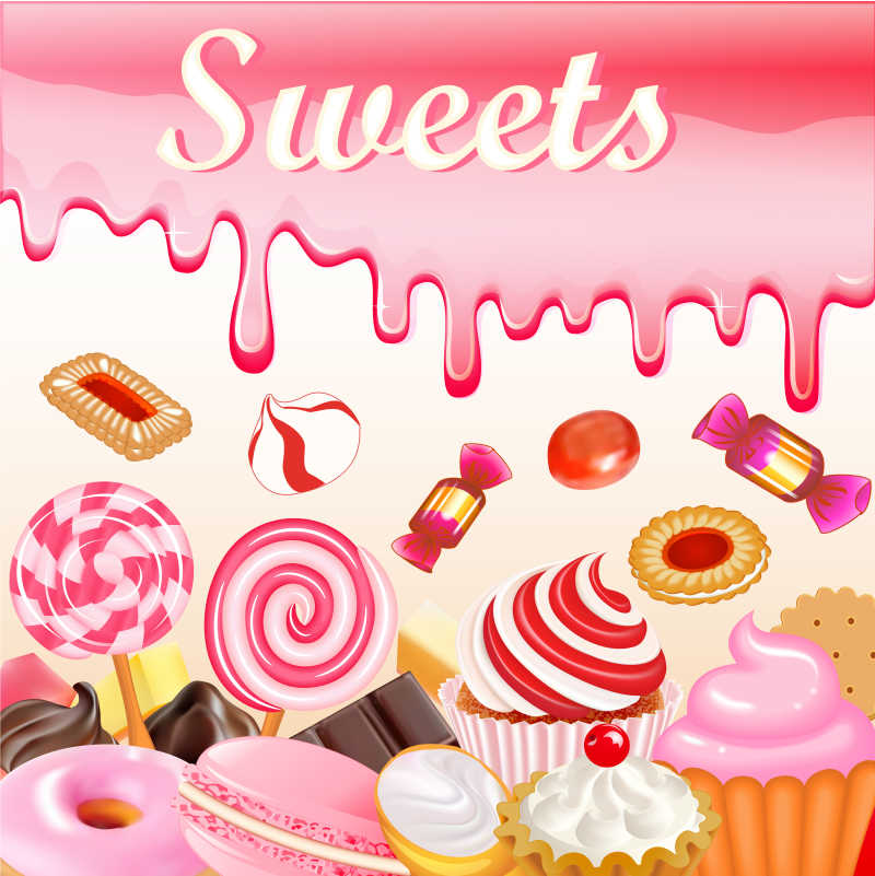 矢量粉色糖果甜点背景设计