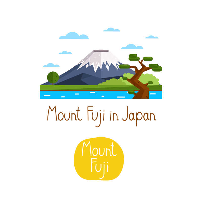 矢量日本富士山图标插画