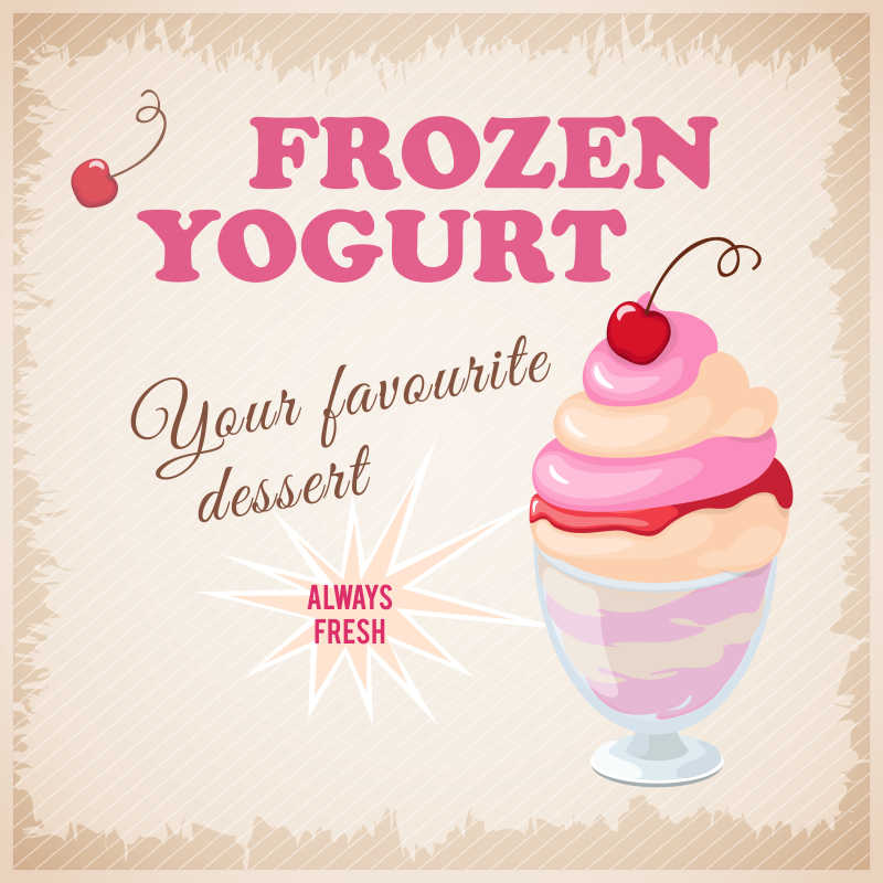 樱桃酸奶冰淇淋创意海报矢量设计