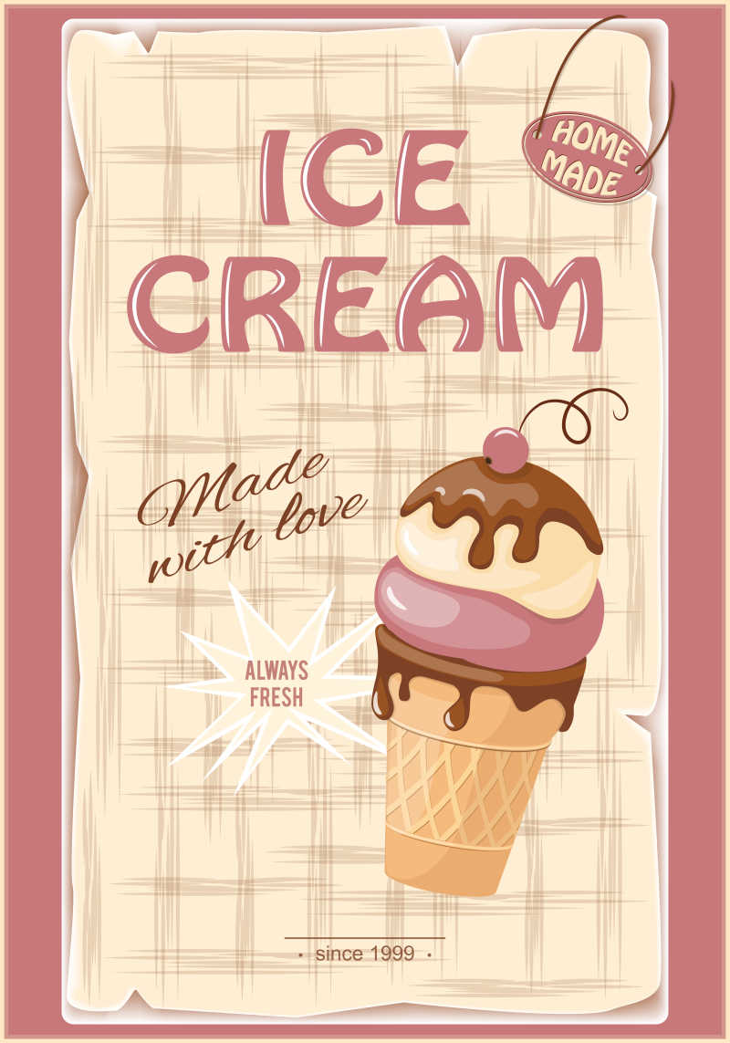 矢量冰淇淋创意海报插图