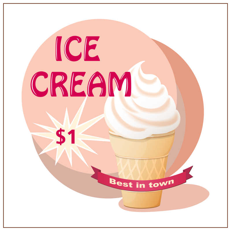 创意冰淇淋价格矢量插图