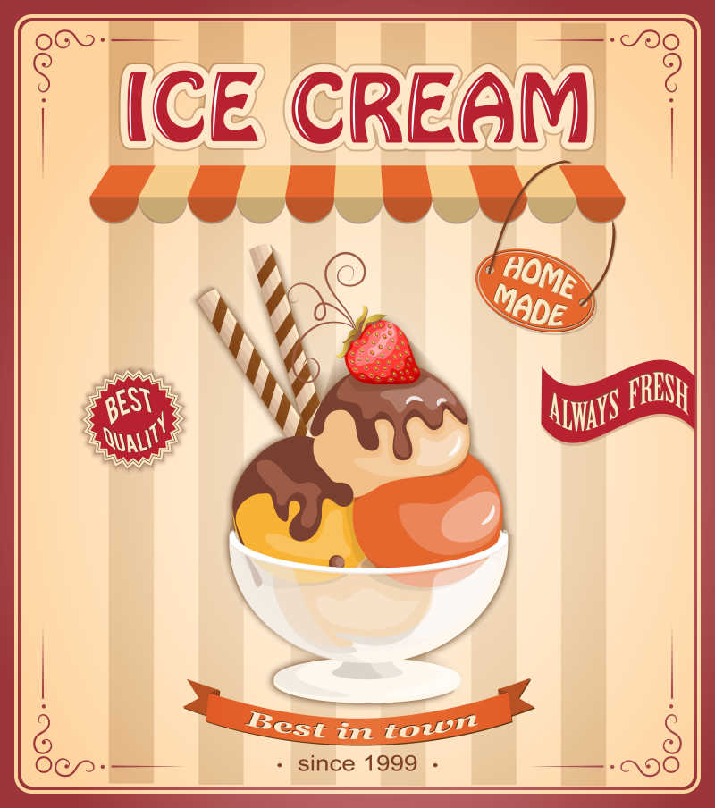 创意冰淇淋宣传平面矢量海报