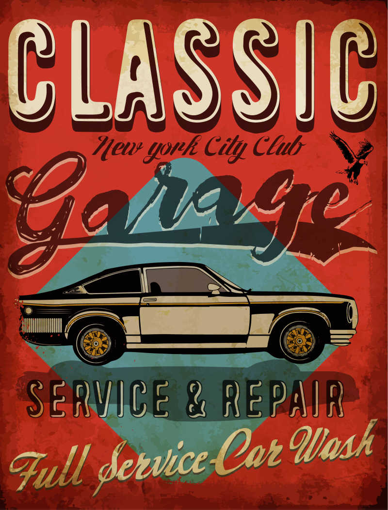 复古海报的矢量老式汽车的图标设计