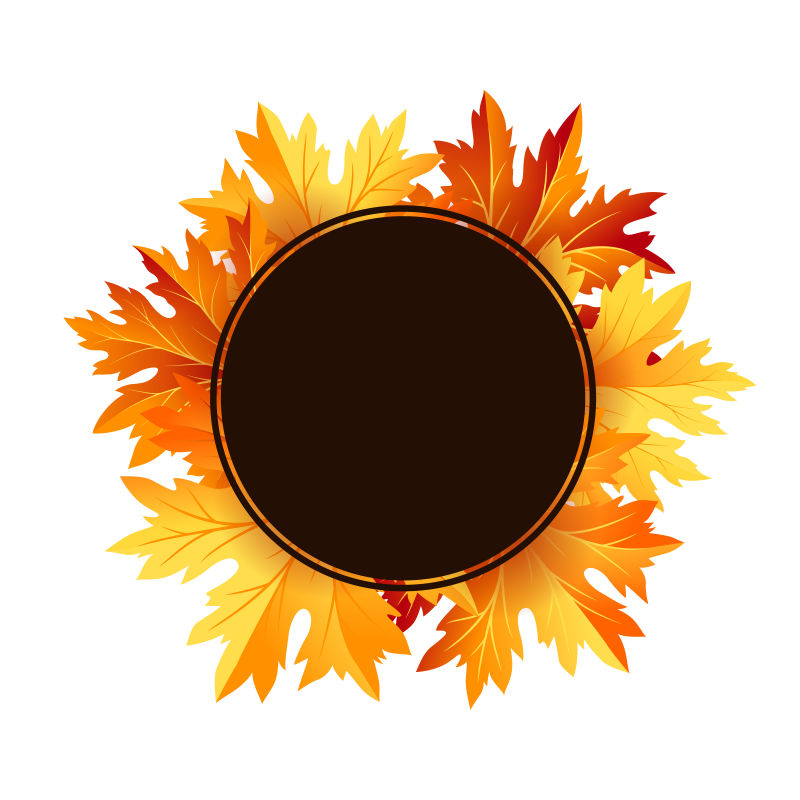 枫叶背景的黑色圆框矢量秋季背景模板