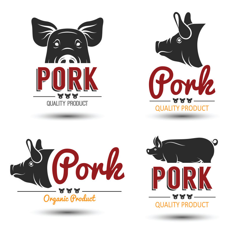 创意高级猪肉的标签设计矢量图