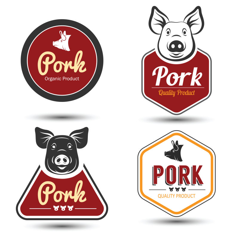 高级猪肉主题的矢量标签设计