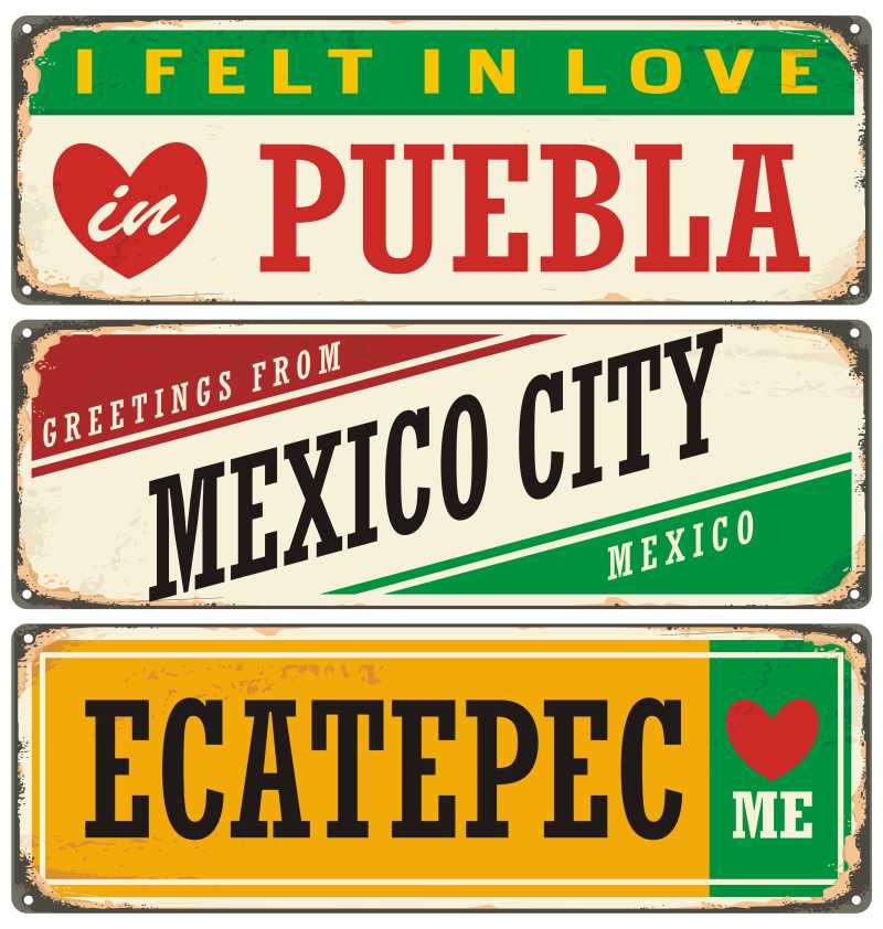 复古的墨西哥城市矢量标志