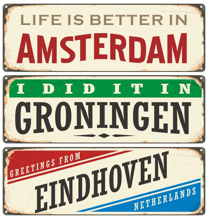 荷兰城市矢量的复古标志