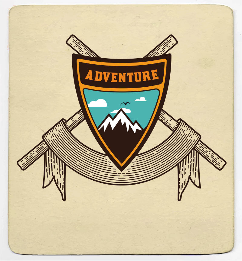 复古的探险队徽章矢量设计模板