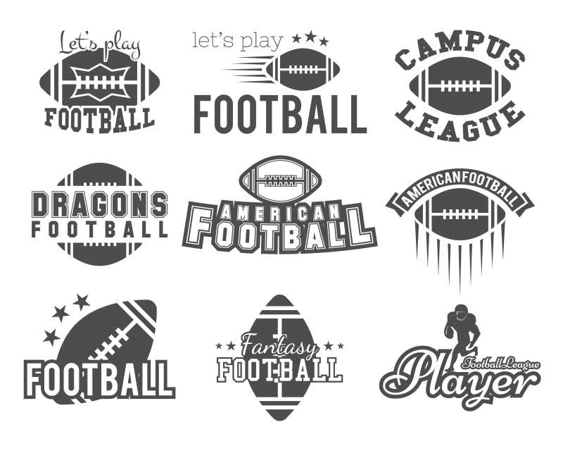 美式足球创意图标设计矢量插图