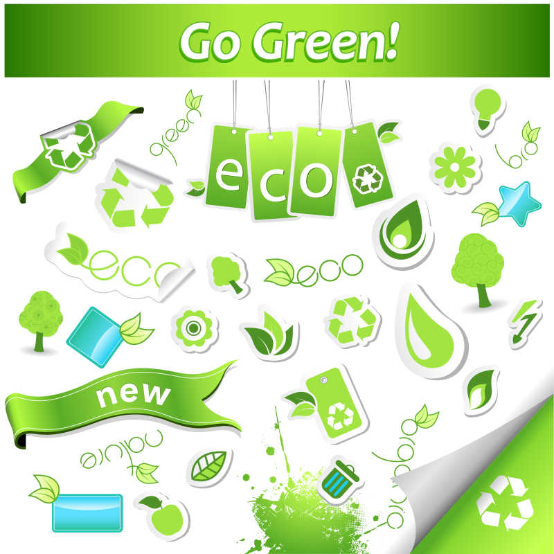 绿色生态图标矢量图