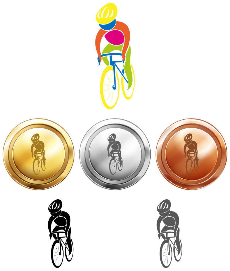 矢量自行车项目的图标和奖牌