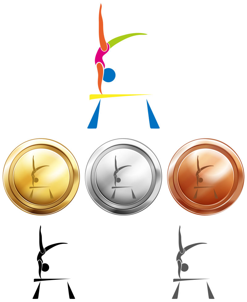 矢量平衡项目的图标和奖牌