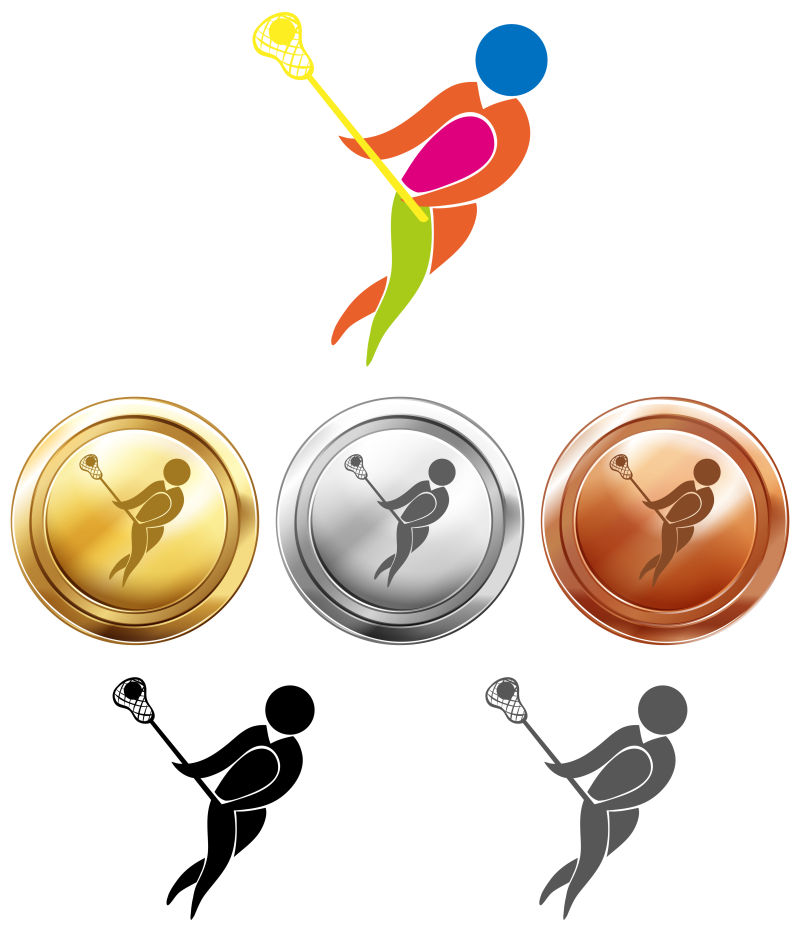 矢量曲棍球项目的图标和奖牌